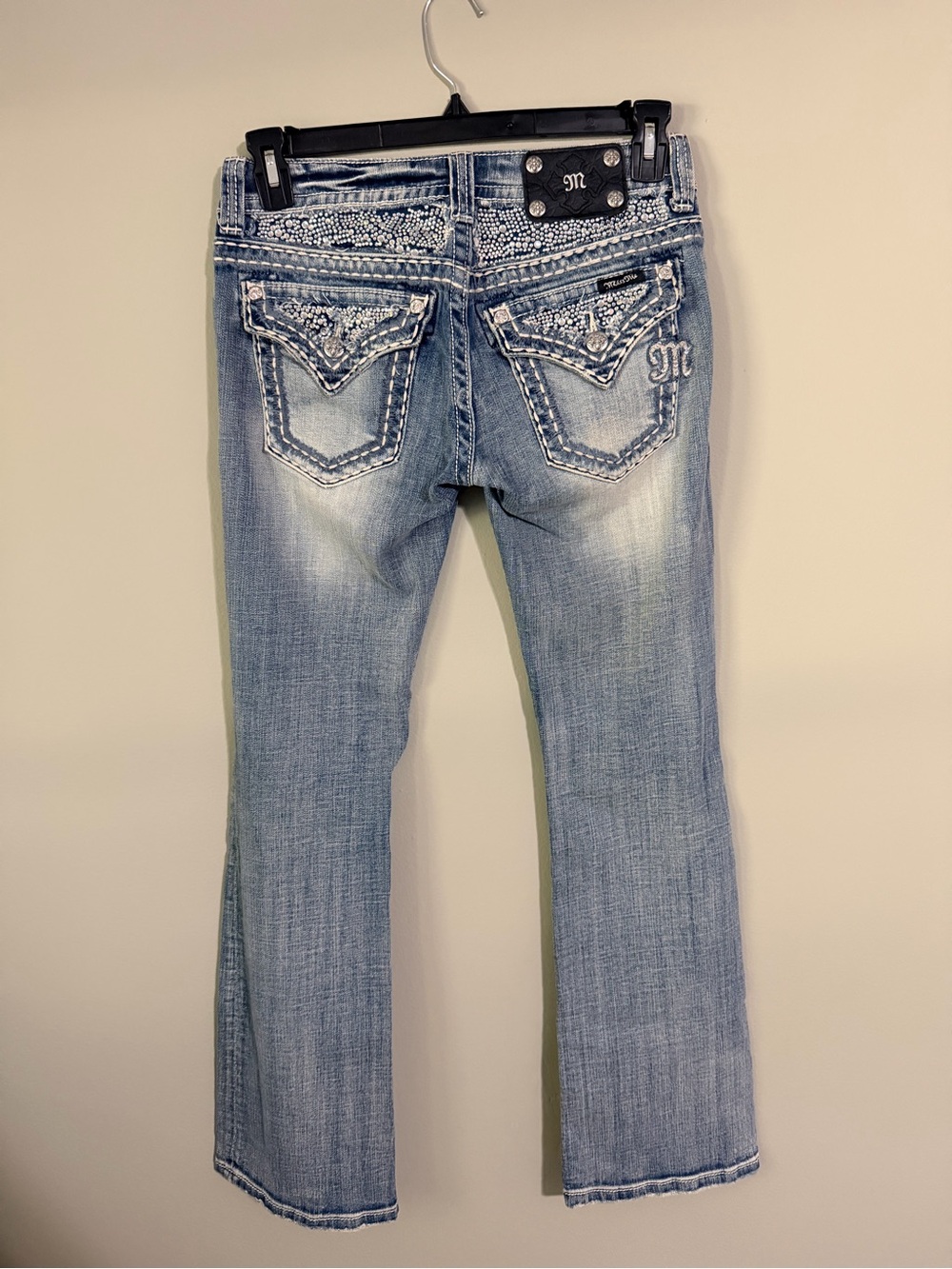 Gorgeous Vintage Miss Me Boot Jeans With Bling Embellished Pockets 31” Inseam